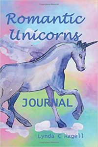Book cover showing a mauve unicorn