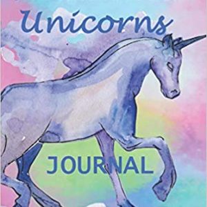 Book cover showing a mauve unicorn